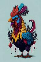 A detailed illustration of a Chicken for a t-shirt design, wallpaper and fashion photo