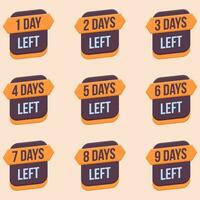 number of days left banner for sale and promotion vector