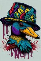 A detailed illustration of a Duck for a t-shirt design, wallpaper and fashion photo