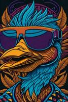 A detailed illustration of a Duck for a t-shirt design, wallpaper and fashion photo