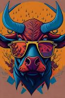 A detailed illustration of a Bull for a t-shirt design, wallpaper and fashion photo