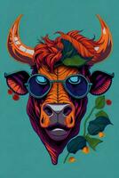 A detailed illustration of a Bull for a t-shirt design, wallpaper and fashion photo