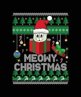 MEOWY CHRISTMAS t shirt design vector