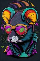 A detailed illustration of a Rat for a t-shirt design, wallpaper and fashion photo