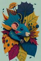 A detailed illustration of a Rat for a t-shirt design, wallpaper and fashion photo