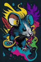 A detailed illustration of a Rat for a t-shirt design, wallpaper and fashion photo