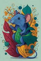 A detailed illustration of a Rat for a t-shirt design, wallpaper and fashion photo