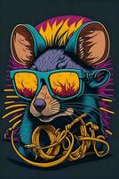 A detailed illustration of a Rat for a t-shirt design, wallpaper and fashion photo