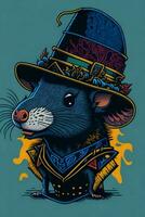 A detailed illustration of a Rat for a t-shirt design, wallpaper and fashion photo