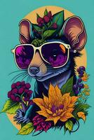 A detailed illustration of a Rat for a t-shirt design, wallpaper and fashion photo