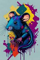 A detailed illustration of a Rat for a t-shirt design, wallpaper and fashion photo