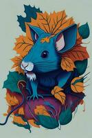 A detailed illustration of a Rat for a t-shirt design, wallpaper and fashion photo