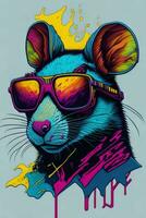 A detailed illustration of a Rat for a t-shirt design, wallpaper and fashion photo