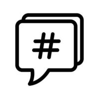 hashtag en habla burbuja línea icono. hashtag firmar símbolo, sencillo pictograma. vector ilustración aislado en un blanco antecedentes. vector firmar para móvil aplicación y web sitios