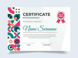 Aestethic certificate design template. Suitable for employee appreciation to the company vector