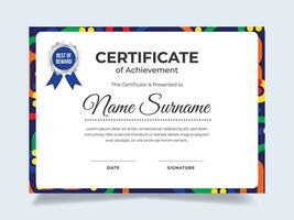 Modern certificate design template. Suitable for employee appreciation to the company vector