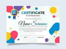 Blob certificate design template. Suitable for employee appreciation to the company vector