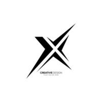 Letter X with creative arrow shape with negative space cross abstract logo vector