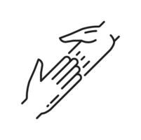 Hands touch togetherness outline icon help support vector