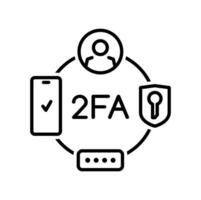 2fa icono, dos factor verificación por móvil teléfono vector