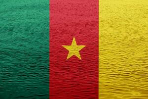 Flag of the Republic of Cameroon on a textured background. Concept collage. photo