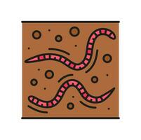 Earthworm soil composting agriculture line icon vector