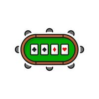 Table with aces poker card, casino color line icon vector
