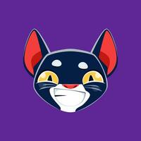 dibujos animados Víspera de Todos los Santos negro gato emoji personaje vector