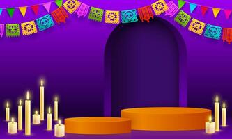 Mexican Dia de Los Muertos or dead day podium vector