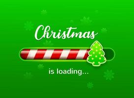 Christmas loading bar with candy cane and tree vector