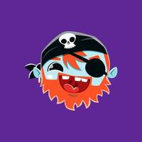 Cartoon Halloween pirate emoji vector character