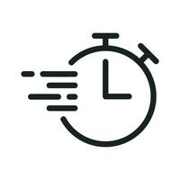 Fast Clock Timer Icon, Quick Time, Fast Delivery Timer Vector, Time Out Sign, Countdown, Fast Service Sign, Clock Speedy Flat, Deadline Concept, Stopwatch In Motion Symbol vector