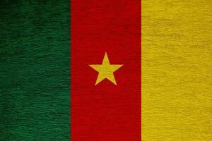 Flag of the Republic of Cameroon on a textured background. Concept collage. photo