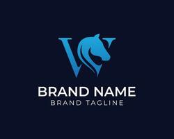 letter W horse logo. luxury horse concept design. combination letter W with a horse. creative animal template design. vector