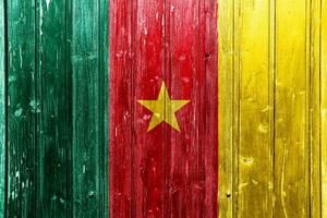 Flag of the Republic of Cameroon on a textured background. Concept collage. photo