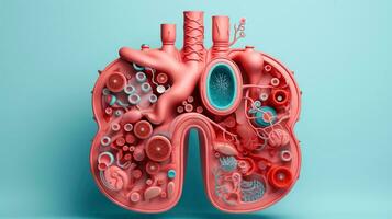 3D illustration mockup of the human organ system, Anatomy, Nervous, circulatory, digestive, excretory, urinary,and bone systems. Medical education concept, Generative AI illustration photo