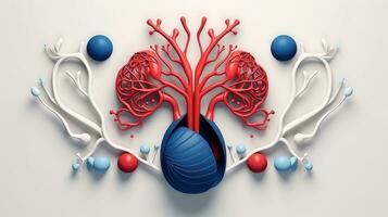 3D illustration mockup of the human organ system, Anatomy, Nervous, circulatory, digestive, excretory, urinary,and bone systems. Medical education concept, Generative AI illustration photo