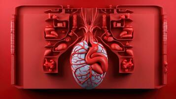 3D illustration mockup of the human organ system, Anatomy, Nervous, circulatory, digestive, excretory, urinary,and bone systems. Medical education concept, Generative AI illustration photo