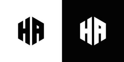 Letter H A polygon, Hexagonal minimal and professional logo design on black and white background vector