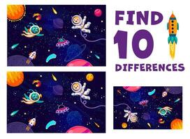 Find ten differences game with astronaut character vector