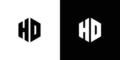 Letter H D polygon, Hexagonal minimal and professional logo design on black and white background 1 vector