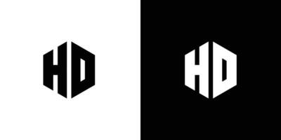 Letter H D polygon, Hexagonal minimal and professional logo design on black and white background 1 vector