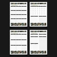 Planners set geometry. Daily, weekly, monthly, yearly. Planners printable template with geometric shapes. Blank white notebook page A4. Vector illustration.