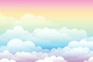 Sunny sky pastel background, beautiful cloudscape, on the heaven, view over white fluffy clouds, freedom concept vector