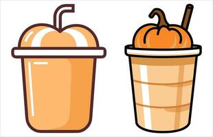 Pumpkin Spice Latte Coffee vector, Fall Latte Coffee illustration, Autumn Coffee vector