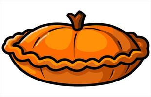 Pumpkin Pie Vector illustration, a whole pie, a slice, and a whole pie with a slice missing