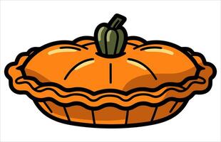 Pumpkin Pie Vector illustration, a whole pie, a slice, and a whole pie with a slice missing