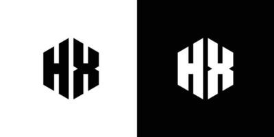 Letter H X polygon, Hexagonal minimal and professional logo design on black and white background vector