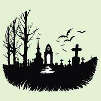 Halloween Night Illuminated by Silhouette Scenes vector