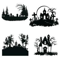 Haunting Whispers Silhouette Scene of Halloween vector